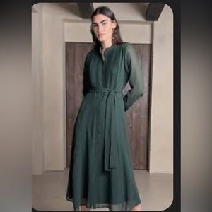 Banana Republic Factory Pleated Shirt Maxi Dress